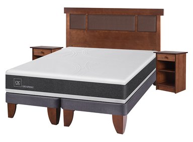 JUEGO DE DORMITORIO CIC CAMA EUROPEA NEW ORTOPEDIC BD 2 PLAZAS + SET DUBLIN CARAMEL - 2