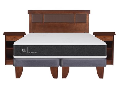 JUEGO DE DORMITORIO CIC CAMA EUROPEA NEW ORTOPEDIC BD 2 PLAZAS + SET DUBLIN CARAMEL - 1