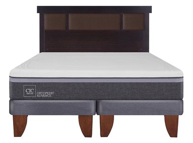 JUEGO DE DORMITORIO CIC CAMA EUROPEA ORTOPEDIC ADVANCE BD 2 PLAZAS + RESPALDO NEW DUBLIN CHOCOLATE - 1