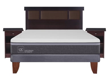 JUEGO DE DORMITORIO CIC CAMA EUROPEA ORTOPEDIC ADVANCE BN 2 PLAZAS + SET NEW DUBLIN CHOCOLATE - 1