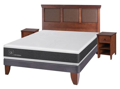 JUEGO DE DORMITORIO CIC CAMA EUROPEA NEW ORTOPEDIC BN 2 PLAZAS + SET NEW TORINO - 2