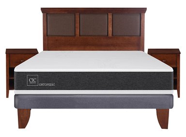 JUEGO DE DORMITORIO CIC CAMA EUROPEA NEW ORTOPEDIC BN 2 PLAZAS + SET NEW TORINO - 1