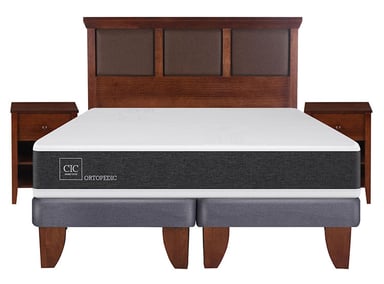 JUEGO DE DORMITORIO CIC CAMA EUROPEA NEW ORTOPEDIC BD 2 PLAZAS + SET NEW TORINO - 1