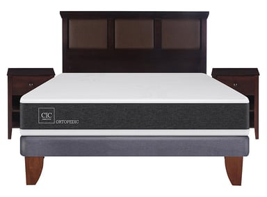 JUEGO DE DORMITORIO CIC CAMA EUROPEA NEW ORTOPEDIC BN 2 PLAZAS + SET NEW TORINO CHOCOLATE - 1