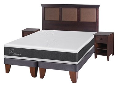 JUEGO DE DORMITORIO CIC CAMA EUROPEA NEW ORTOPEDIC BD 2 PLAZAS + SET NEW TORINO CHOCOLATE - 2