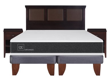 JUEGO DE DORMITORIO CIC CAMA EUROPEA NEW ORTOPEDIC BD 2 PLAZAS + SET NEW TORINO CHOCOLATE - 1