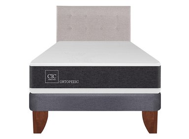 JUEGO DE DORMITORIO CIC CAMA EUROPEA NEW ORTOPEDIC 1.5 PLAZAS + RESPALDO TIGRIS - 1
