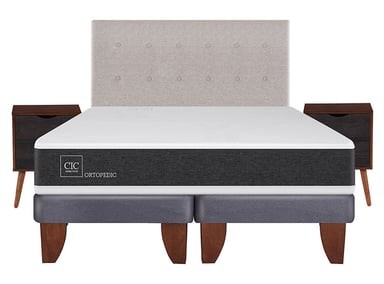 JUEGO DE DORMITORIO CIC CAMA EUROPEA NEW ORTOPEDIC BD 2 PLAZAS + SET TIGRIS - 1