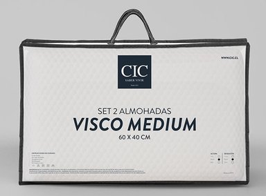 SET 2 ALMOHADAS CIC MEDIUM VISCOELASTICAS 60 X 40 CM ALGODÓN BLANCO - 1