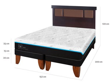 JUEGO DE DORMITORIO CIC CAMA EUROPEA GREEN INFINITY BD 2 PLAZAS + RESPALDO DUBLIN CHOCOLATE - 3