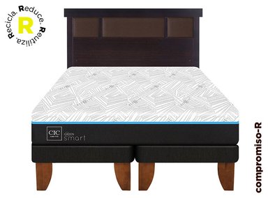 JUEGO DE DORMITORIO CIC CAMA EUROPEA GREEN INFINITY BD 2 PLAZAS + RESPALDO DUBLIN CHOCOLATE - 1
