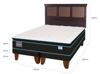 JUEGO DE DORMITORIO CIC CAMA EUROPEA GREEN SLEEP BD 2 PLAZAS + RESPALDO TORINO CHOCOLATE - 3