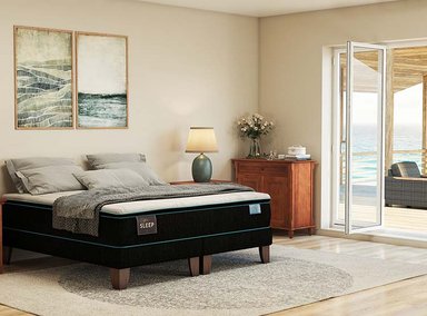 JUEGO DE DORMITORIO CIC CAMA EUROPEA GREEN SLEEP BD 2 PLAZAS + RESPALDO TORINO CHOCOLATE - 6