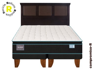 JUEGO DE DORMITORIO CIC CAMA EUROPEA GREEN SLEEP BD 2 PLAZAS + RESPALDO TORINO CHOCOLATE - 1