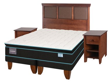 JUEGO DE DORMITORIO CIC CAMA EUROPEA GREEN SLEEP BD 2 PLAZAS + SET TORINO CARAMEL - 2