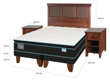 JUEGO DE DORMITORIO CIC CAMA EUROPEA GREEN SLEEP BD 2 PLAZAS + SET TORINO CARAMEL - 3