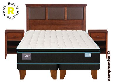JUEGO DE DORMITORIO CIC CAMA EUROPEA GREEN SLEEP BD 2 PLAZAS + SET TORINO CARAMEL - 1