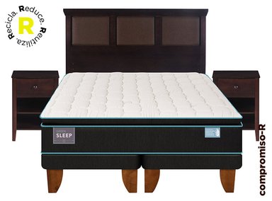 JUEGO DE DORMITORIO CIC CAMA EUROPEA GREEN SLEEP BD 2 PLAZAS + SET TORINO CHOCOLATE - 1