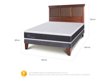 JUEGO DE DORMITORIO CIC CAMA EUROPEA ORTOPEDIC BN 2 PLAZAS + RESPALDO TORINO - 3