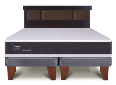 JUEGO DE DORMITORIO CIC CAMA EUROPEA ORTOPEDIC BD 2 PLAZAS + RESPALDO DUBLIN CHOCOLATE - 1