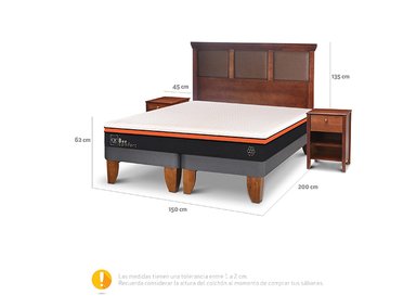 JUEGO DE DORMITORIO CIC CAMA EUROPEA BEE COMFORT BD 2 PLAZAS + SET NEW TORINO CARAMEL - 3