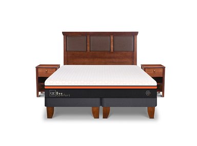 JUEGO DE DORMITORIO CIC CAMA EUROPEA BEE COMFORT BD 2 PLAZAS + SET NEW TORINO CARAMEL - 1