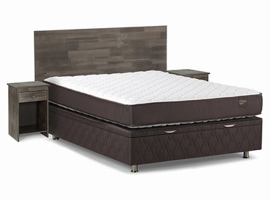 JUEGO DE DORMITORIO ROSEN CAMA BOXET ERGO T 2 PLAZAS + SET TABOR GRAFITO - 2