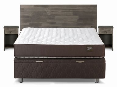JUEGO DE DORMITORIO ROSEN CAMA BOXET ERGO T 2 PLAZAS + SET TABOR GRAFITO - 1