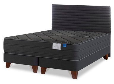 JUEGO DE DORMITORIO FLEX CAMA EUROPEA BLACK BD 2 PLAZAS + RESPALDO MOD GRAFITO - 2