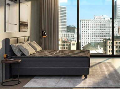 JUEGO DE DORMITORIO FLEX CAMA EUROPEA BLACK BD 2 PLAZAS + RESPALDO MOD GRAFITO - 6