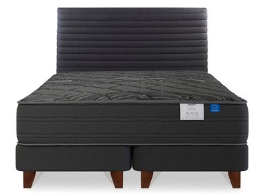 JUEGO DE DORMITORIO FLEX CAMA EUROPEA BLACK BD 2 PLAZAS + RESPALDO MOD GRAFITO - 1