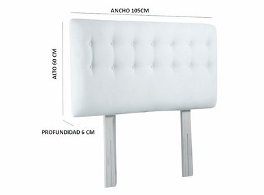 RESPALDO BODEVIR BOTONE FELPA REY 1.5 PLAZAS MADERA AZUL - 5