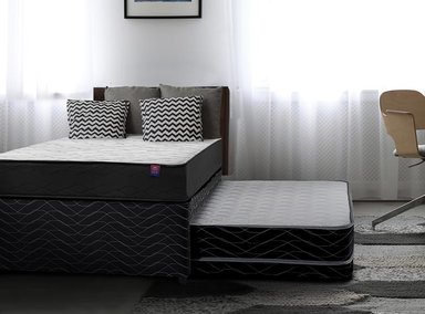 JUEGO DE DORMITORIO FLEX CAMA EUROPEA THERAPEDIC PLUS 1.5 PLAZAS + RESPALDO ROYAL NEGRO - 6