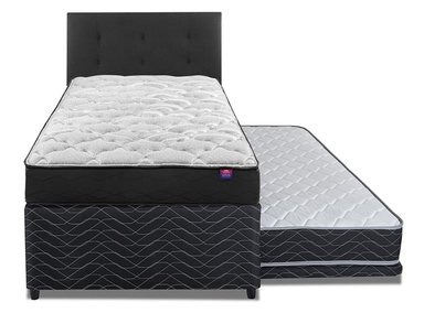 JUEGO DE DORMITORIO FLEX CAMA EUROPEA THERAPEDIC PLUS 1.5 PLAZAS + RESPALDO ROYAL NEGRO - 1