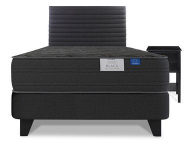 JUEGO DE DORMITORIO FLEX CAMA EUROPEA BLACK 1.5 PLAZAS + RESPALDO MODERN + VELADOR ROVER - 2