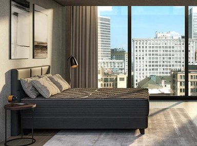 JUEGO DE DORMITORIO FLEX CAMA EUROPEA BLACK 1.5 PLAZAS + RESPALDO MODERN + VELADOR ROVER - 5