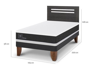 JUEGO DE DORMITORIO CIC CAMA EUROPEA ORTOPEDIC 1.5 PLAZAS + RESPALDO MUNICH GRIS - 3