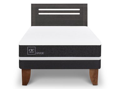 JUEGO DE DORMITORIO CIC CAMA EUROPEA ORTOPEDIC 1.5 PLAZAS + RESPALDO MUNICH GRIS - 1