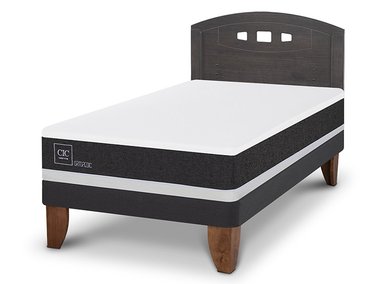 JUEGO DE DORMITORIO CIC CAMA EUROPEA ORTOPEDIC 1.5 PLAZAS + RESPALDO GALES GRIS - 2