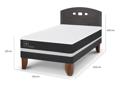 JUEGO DE DORMITORIO CIC CAMA EUROPEA ORTOPEDIC 1.5 PLAZAS + RESPALDO GALES GRIS - 3