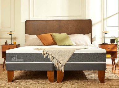 JUEGO DE DORMITORIO CIC CAMA EUROPEA ORTOPEDIC 1.5 PLAZAS + RESPALDO GALES GRIS - 8