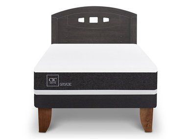 JUEGO DE DORMITORIO CIC CAMA EUROPEA ORTOPEDIC 1.5 PLAZAS + RESPALDO GALES GRIS - 1