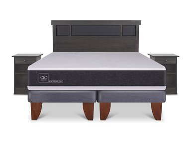 JUEGO DE DORMITORIO CIC CAMA EUROPEA DUBLIN ORTOPEDIC BD KING + SET GRIS - 1