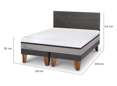 JUEGO DE DORMITORIO CIC CAMA EUROPEA NEW BALANCE BD 2 PLAZAS + RESPALDO VILLARRICA GRIS - 3