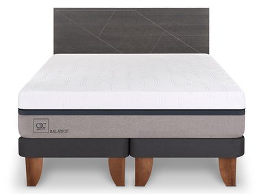JUEGO DE DORMITORIO CIC CAMA EUROPEA NEW BALANCE BD 2 PLAZAS + RESPALDO VILLARRICA GRIS - 1