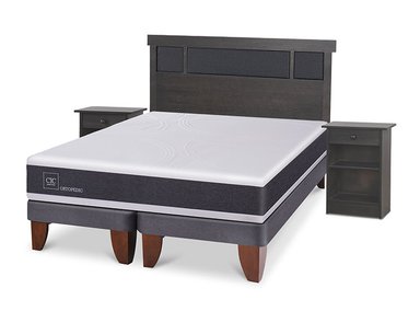 JUEGO DE DORMITORIO CIC CAMA EUROPEA DUBLIN ORTOPEDIC BD 2 PLAZAS + SET GRIS - 2