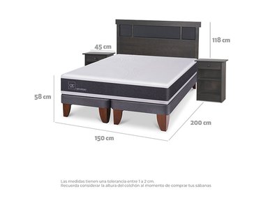 JUEGO DE DORMITORIO CIC CAMA EUROPEA DUBLIN ORTOPEDIC BD 2 PLAZAS + SET GRIS - 3