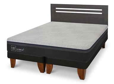JUEGO DE DORMITORIO CIC CAMA EUROPEA HYBRID PLUS INFINITY BD 2 PLAZAS + RESPALDO MUNICH GRIS - 2