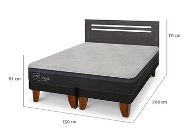 JUEGO DE DORMITORIO CIC CAMA EUROPEA HYBRID PLUS INFINITY BD 2 PLAZAS + RESPALDO MUNICH GRIS - 3