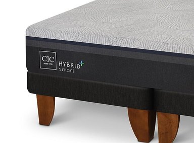 JUEGO DE DORMITORIO CIC CAMA EUROPEA HYBRID PLUS INFINITY BD 2 PLAZAS + RESPALDO MUNICH GRIS - 4